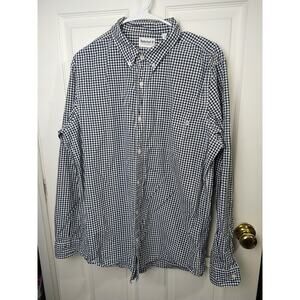 Timberland Men's L Shirt Navy Blue Gingham Long Sleeve Button Pocket Office...